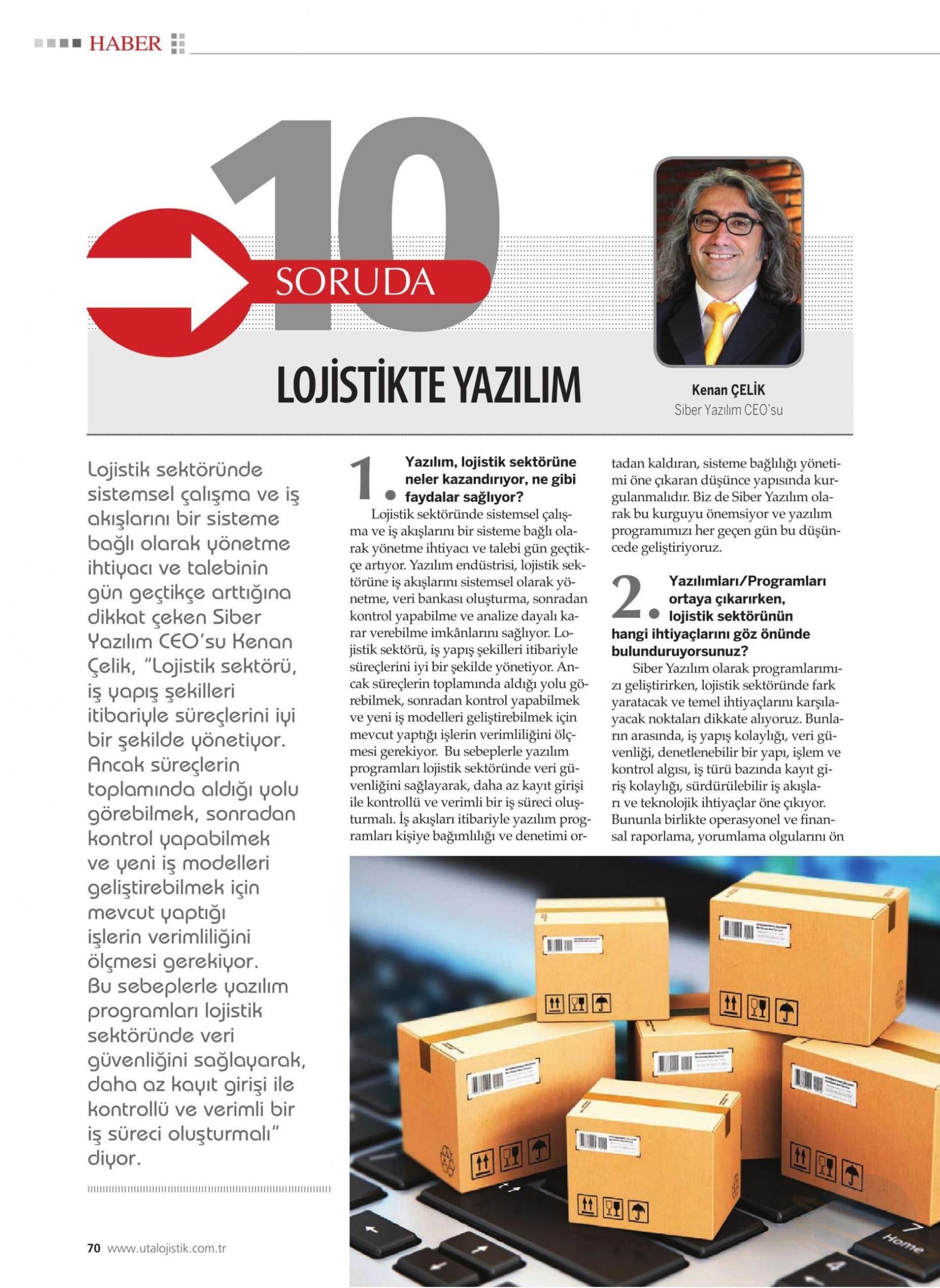 10 Soruda Lojistikte Yazılım / Uta Lojistik Dergisi — dergi sayfası 1